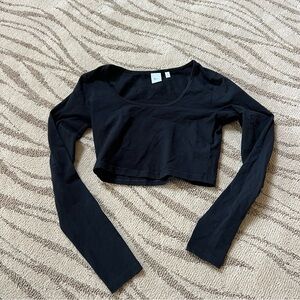 TNA Black Long Sleeve Crop Top
